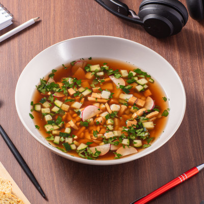 Okroshka with ham and kvass